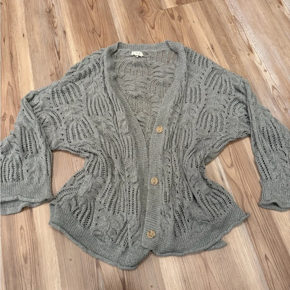 POL Grey Drapey Oversized Button Down Grandpa Cardigan-Size M - Picture 1 of 4